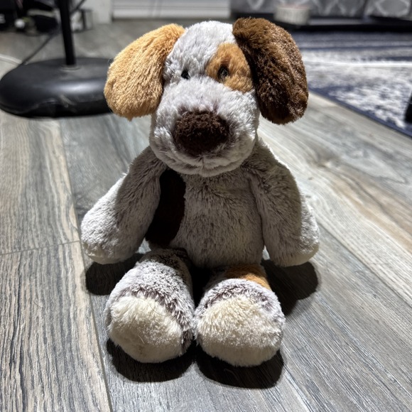 Mary Meyer "Marshmallow" Floppy spotted eye 9" Brown Dog Plush Lovey Stuffie EUC - Picture 1 of 6